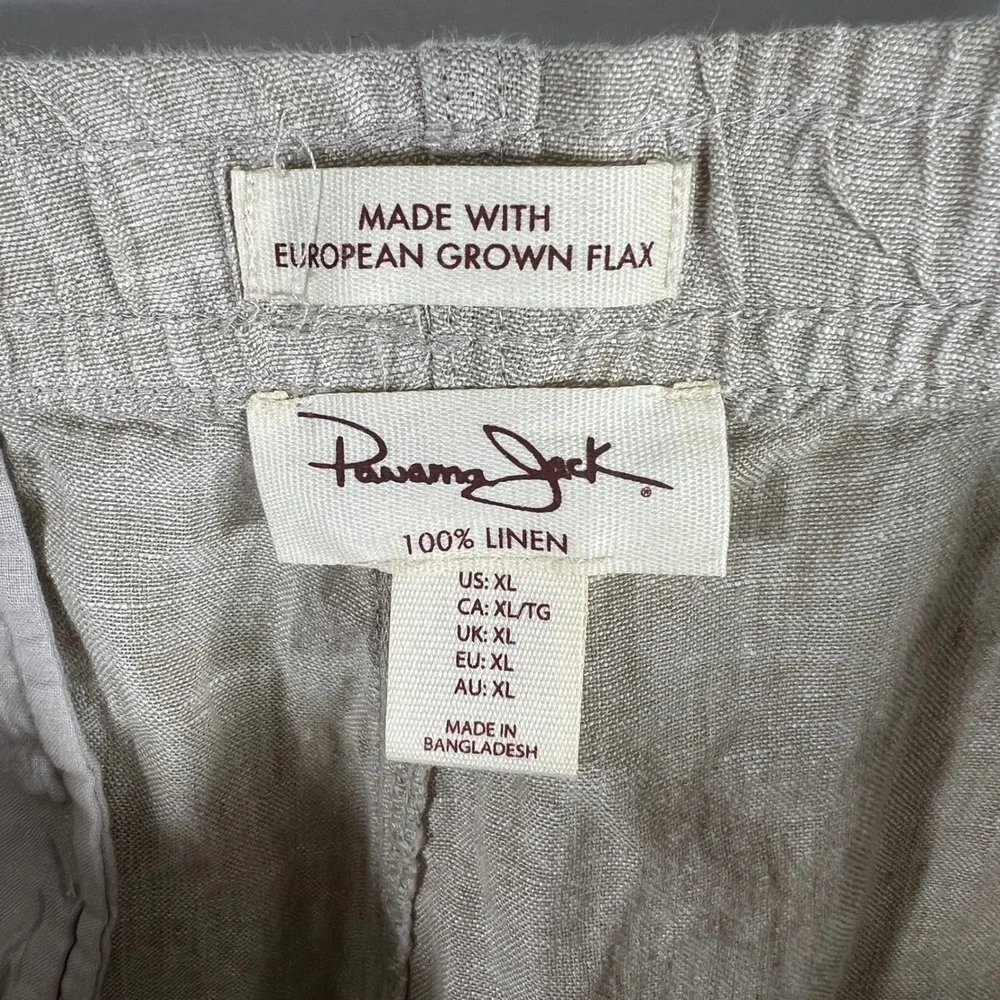Panama Jack Mens XL 100% Linen Drawstring Pants Tan European Flax New
